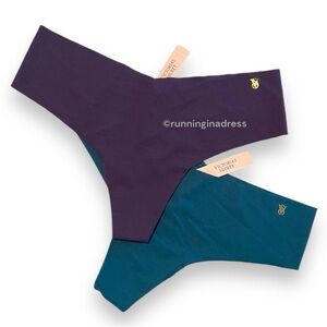 NWT Victorias Secret Seamless Thong Set Of Two In Stormy Teal & Amethyst Medium
